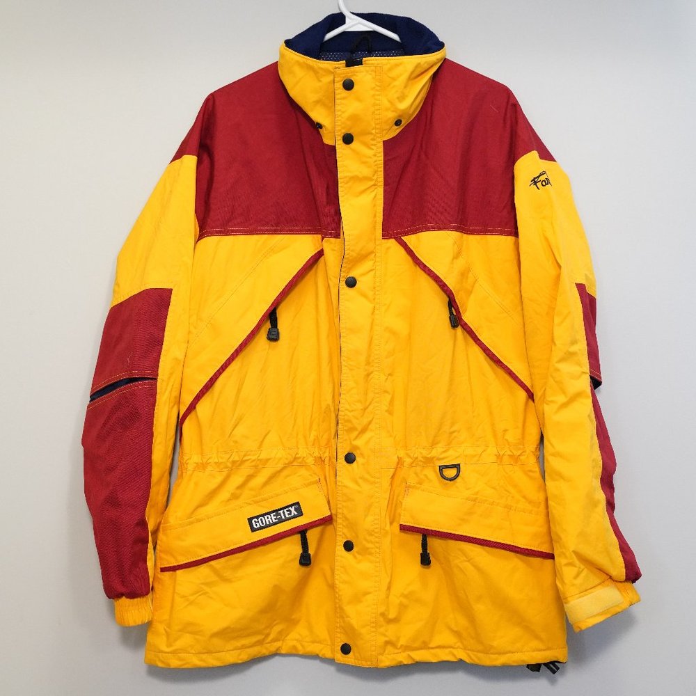 FAR WEST Vintage 90s Yellow and Red Hiking and Ski Jacket (Men's M)